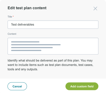 Test plan template content