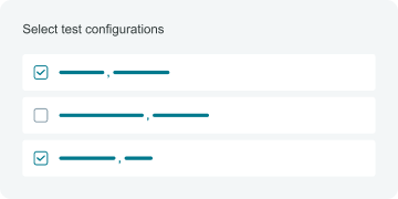 Select test configurations
