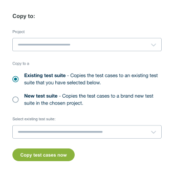 Select suite to copy cases to
