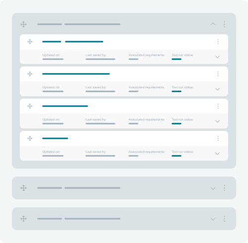 Test cases grouped into sections